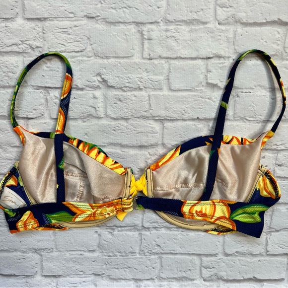 Sassafras Blue Yellow Orange Flowers Floral Vintage Bikini Size 12 / 14 Small - Picture 9 of 13
